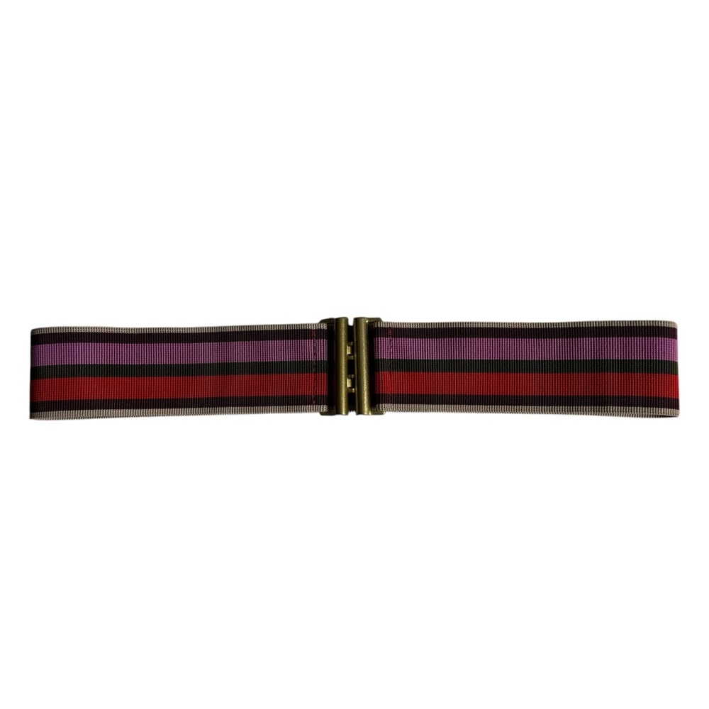 J.Crew Striped Vintage Womens Stretch Belt Made in USA Size Medium - Picture 2 of 8